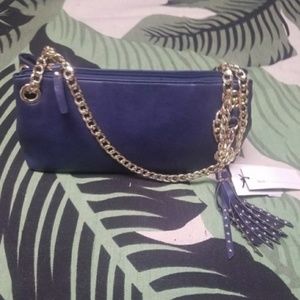 La Diva Purse Blue Gold NWOT